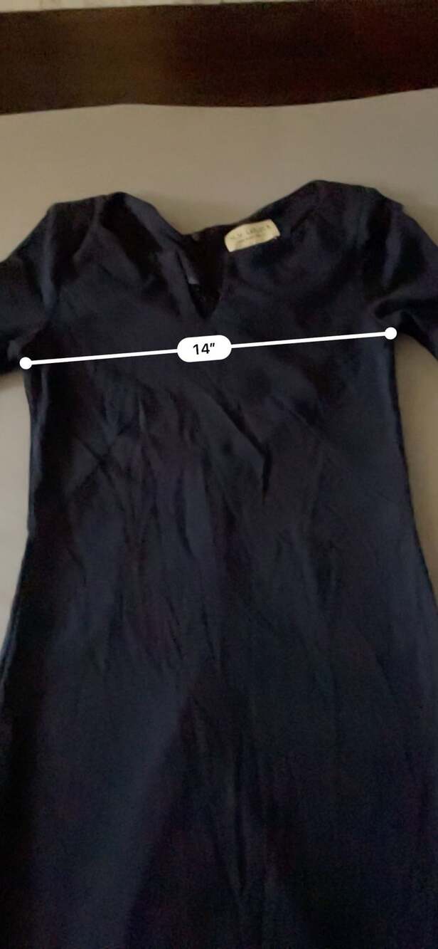 M.M.LaFleur Navy Notch Neck Sheath Midi Dress - Picture 4 of 6